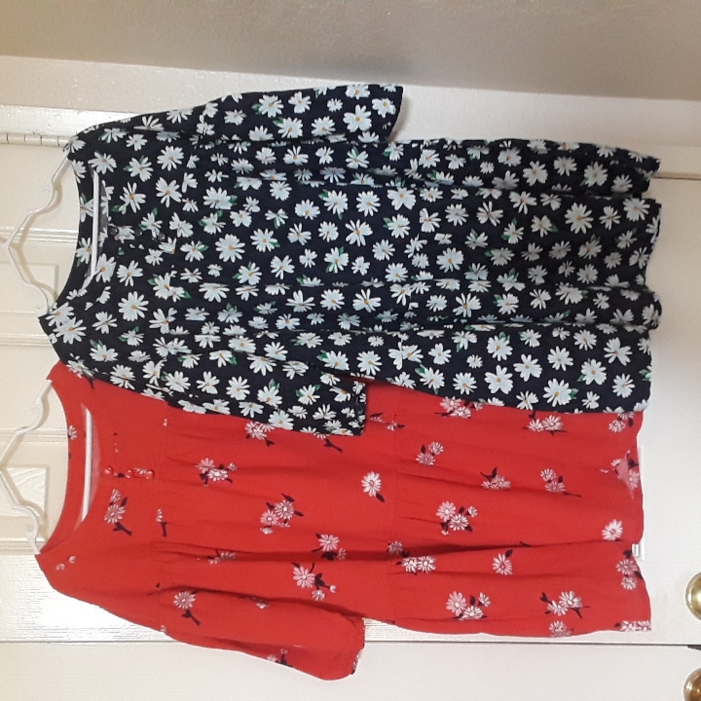 ( 2 ) NEW BOHO Floral Spring dresses 3/4 bubble sleeves SIZE M / 8 for GIRLS